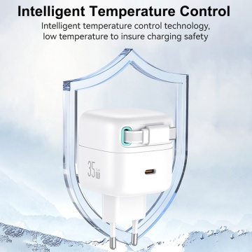 Incarcator de perete Usama Seria XMF (US-CC202) - incarcare rapida GaN, USB-C PD35W cu cablu retractabil de tip C, 80 cm - Alb - Img 5