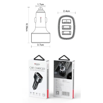 Incarcatorde auto (Y46) - 3x USB, 2.4A, Q.C3.0, Incarcare rapida, 42W - Negru - Img 6
