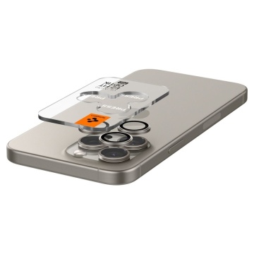 [Pachet 2x] Folie sticla camera iPhone 14 Pro Spigen Glas.tR Optik, Natural Titan - Img 2