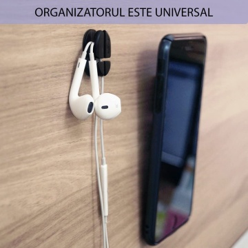 [Pachet 6x] Organizator cabluri Ringke, suport birou cu adeziv, negru - Img 2