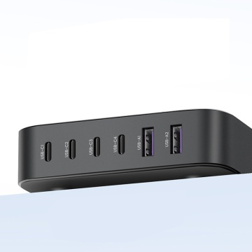 Statie de incarcare (40914) - incarcator de birou GaN 4xType-C, 2xUSB, 200W - Gri - Img 2