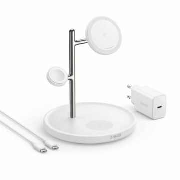 Stație de încărcare MagGo (B25M3321) - Qi2, pentru Apple, 15 W, cu încărcător USB-C și cablu tip C, 40 W Anker - alb - Img 1