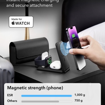 Statie incarcare 3in1 Apple MFi Watch, AirPods, iPhone wireless ESR, Alb - Img 6