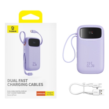 Acumulator Extern 2x Lightning, 3x Type-C, 2x USB, 22.5W, 10000mAh + Cablu Type-C, 30cm - Baseus Qpow Pro+ (P10055003513-00) - Purple - Img 7