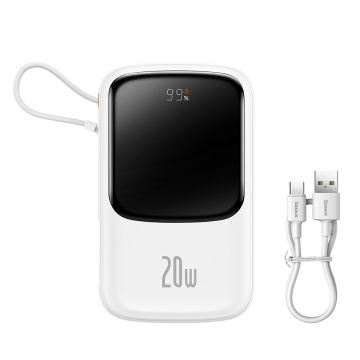 Acumulator Extern 2x Lightning, Type-C, USB, 20W, 10000mAh + Cablu Type-C, 3A - Baseus Qpow Pro (PPQD020002) - White - Img 5