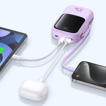 Acumulator Extern Lightning, 2x Type-C, USB, 22.5W, 20000mAh + Cablu Type-C - Baseus Qpow Pro+ (P10067103513-00) - Purple - Img 4