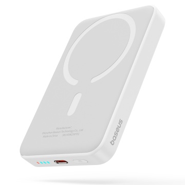 Acumulator Extern Type-C, Incarcare Wireless, 20W, 10000mAh + Cablu Type-C, 30cm - Baseus Mini Air (P10059001223-00) - White - Img 1