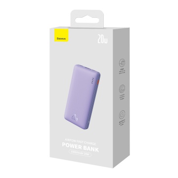Acumulator Extern USB, Type-C, Micro-USB, 20W, 10000mAh + Cablu Type-C - Baseus Airpow (P10022801513-00) - Nebula Purple - Img 6