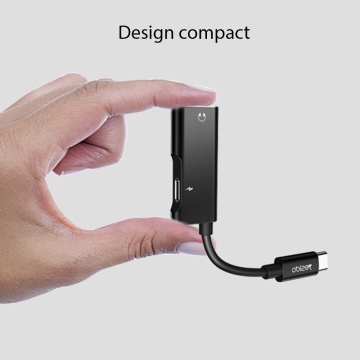 Adaptor audio DAC USB-C la 2x Type-C Yesido YAU23, 60W - Negru - Img 2