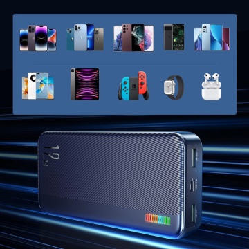 Baterie Externa Dazzling Series JoyRoom (JR-T017) - 2x USB, Type-C, Micro-USB, cu LED pentru verificarea bateriei, 12W, 20000mAh - Negru - Img 3