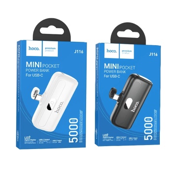 Baterie Externa Hoco - Cool (J116) - Mini incarcare de buzunar pentru USB-C cu afisaj digital LED, 5000mAh - Negru - Img 2