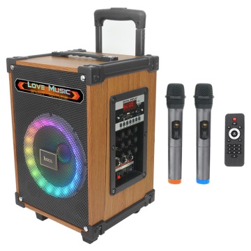 Boxa karaoke cu 2 microfoane Hoco HA2, cu lumini RGB, TWS - Img 1