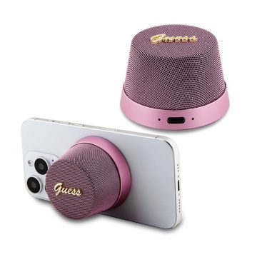 Boxa Portabila TWS, Bluetooth V5.3, 700mAh, 3W - Guess Magnetic Script Metal (GUWSC3ALSMP) - Pink - Img 1