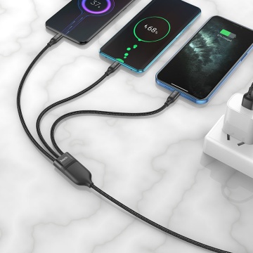 Cablu 3in1 Super Fast Charging Huawei 66W Hoco U104, albastru - Img 3
