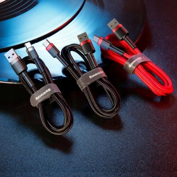 Cablu de date Baseus (CATKLF-F91) - USB la Type-C, 2A, 2m - Rosu / Negru - Img 6