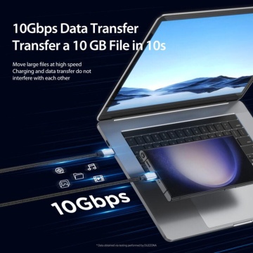 Cablu de date Duzzona (A9) - USB-C la USB-C, 100 W, 1 m - Gri - Img 6