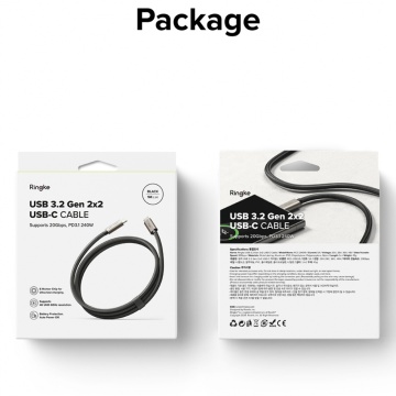 Cablu de date Ringke- Type-C la Type-C, 240W, 1m - Negru - Img 2