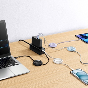 Cablu de date Super Fast Charging PD100W Baseus Free2Draw Mini - Alb - Img 4