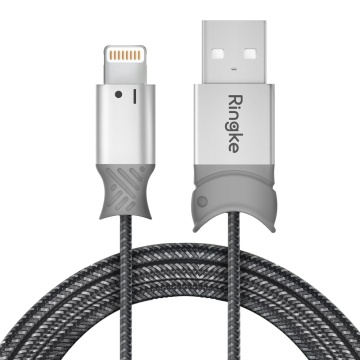 Cablu de date USB la Ligntning 20cm, Ringke Smart Fish, Gri - Img 1