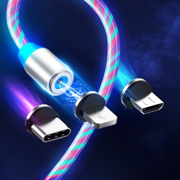 Cablu de Incarcare 3in1 Techsuit Light UP Fantasy Magnetic 1m, alb - Img 4