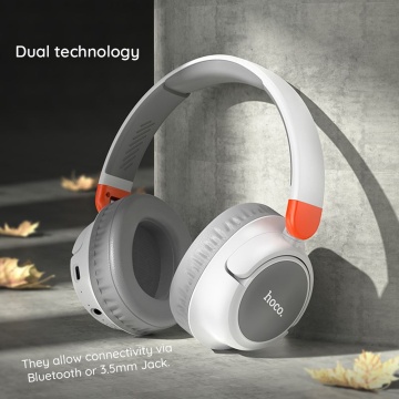 Casti Hoco fără fir Adventure (W43) - Bluetooth V5.2, mufă de 3,5 mm, card TF - alb - Img 4