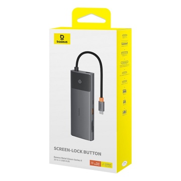 Hub USB-C la HDMI, 3xUSB, 2xUSB-C, RJ45, SD,TF, Jack3.5mm Baseus, B00061800813-00 - Gri - Img 7