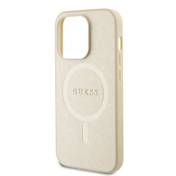 Husa Guess Saffiano MagSafe iPhone 15 Pro GUHMP15LPSAHMCB- Auriu - Img 2