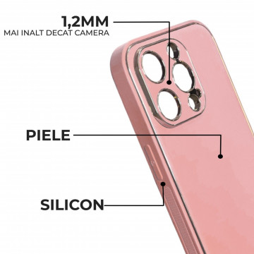 Husa Iphone 12 Pro Max din piele ecologica Roz - Img 3