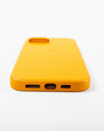 Husa Iphone 12 Pro Max din piele naturala Galbena MagSafe - Img 3