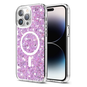 Husa Iphone 14 Pro Max Techsuit - Sparkly Glitter MagSafe, Magenta - Img 1
