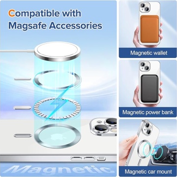 Husa Iphone 14 Techsuit - Luxury Crystal MagSafe, Silver - Img 5