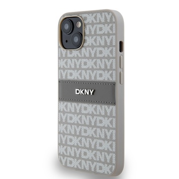 Husa iPhone 15 - DKNY Leather Mono Stripe & Metal Logo (DKHCP14SPRTHSLE) - Beige - Img 4