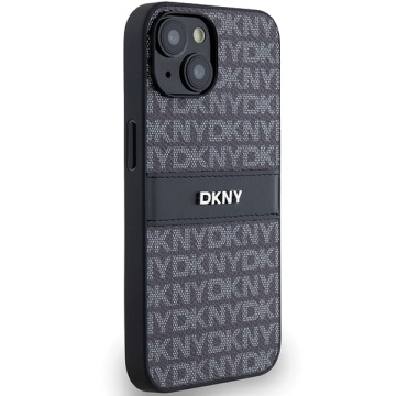 Husa iPhone 15 - DKNY Leather Mono Stripe & Metal Logo (DKHCP14SPRTHSLK) - Black - Img 3