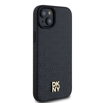 Husa iPhone 15 Plus - DKNY Leather Monogram Pattern Metal Logo MagSafe (DKHMP15MPSHRPSK) - Black - Img 2