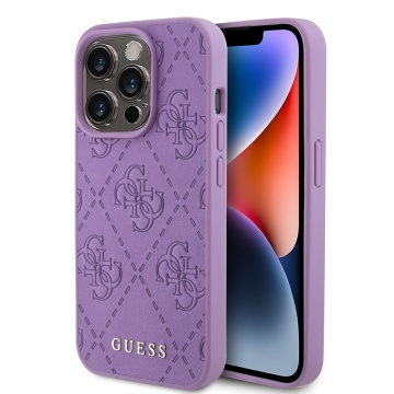 Husa iPhone 15 Pro Guess Leather 4G Stamped GUHCP15LP4EPMU- Violet - Img 1
