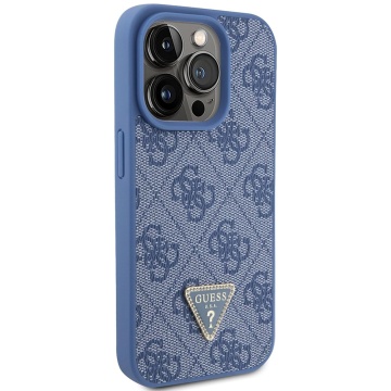 Husa iPhone 15 Pro Guess Leather 4G Triangle Strass GUHCP15LP4TDPB- Albastru - Img 4