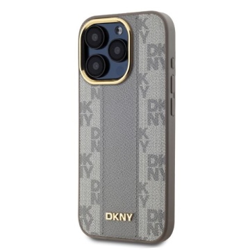 Husa iPhone 15 Pro Max - DKNY Leather Checkered Mono Pattern MagSafe (DKHMP15XPCPVSLE) - Beige - Img 3