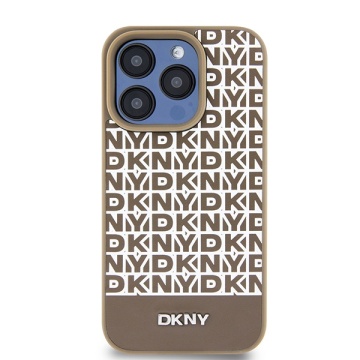 Husa iPhone 15 Pro Max - DKNY Leather Printed Pattern Metal Logo MagSafe (DKHMP15XPSOSPW) - Brown - Img 2
