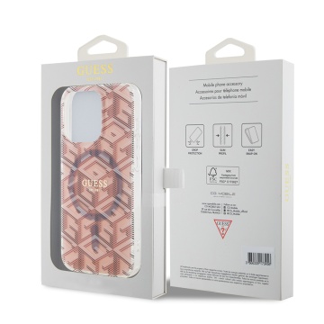 Husa iPhone 15 Pro Max originala Guess IML GCube MagSafe GUHMP15XHGCUSTGP- Roz - Img 7