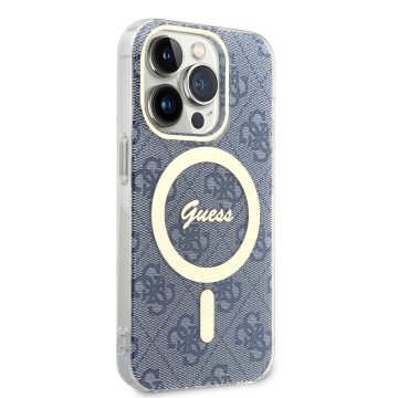 Husa iPhone 15 Pro originala Guess IML 4G MagSafe GUHMP15LH4STB- Albastru - Img 4