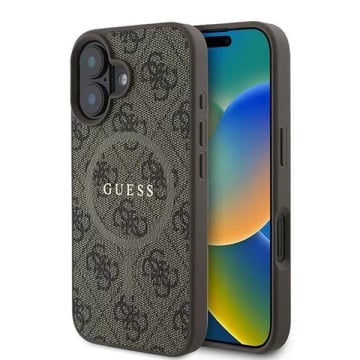 Husa iPhone 16 Plus Guess 4G Ring Classic Logo MagSafe - Maro - Img 1