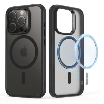 Husa MagSafe Classic Hybrid HaloLock - iPhone 15 Pro Max - Clear Frosted Black - Img 6