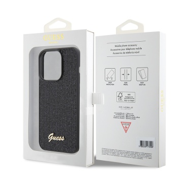 Husa originala Guess iPhone 15 Pro Disco Metal Scrip GUHCP15LPMSDGSK - Negru - Img 4