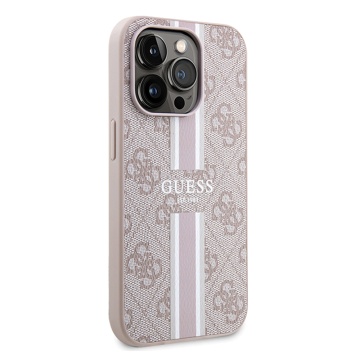 Husa originala Guess iPhone 15 Pro Hardcase 4G Printed Stripes MagSaf GUHMP15LP4RPSP- Roz - Img 2