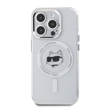 Husa pentru iPhone 15 Pro - Karl Lagerfeld IML MagSafe (KLHMP15LHLSCHH) - White Metal Choupette`s Head - Img 2