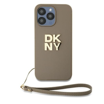 Husa pentru iPhone 15 Pro Max - DKNY Hardcase Wrist Strap Stock Logo (DKHCP15XPBSWSE) - Beige - Img 1