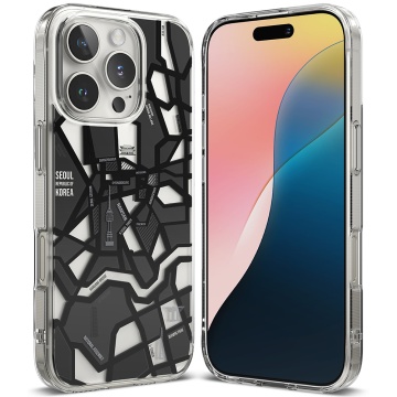 Husa pentru iPhone 16 Pro - Ringke Fusion Design - Seoul Map Black - Img 1