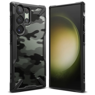 Husa pentru Samsung Galaxy S23 Ultra - Ringke Fusion X Design - Camo Black - Img 1