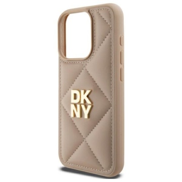 Husa piele iPhone 15 Pro DKNY Leather Quilted Stack Logo DKHCP15LPQDSLE, Bej - Img 4