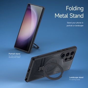 Husa Samsung Galaxy S24 Ultra Plus Aimo MagSafe Magnetic Stand - Negru - Img 3